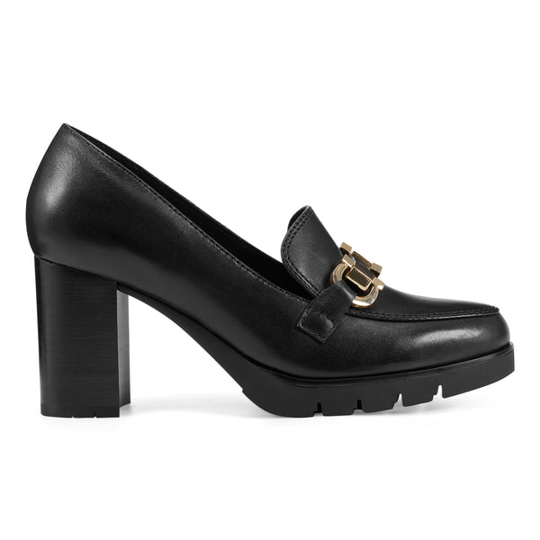 Easy Spirit Mirror Lug Sole Dress Pumps Black Leather