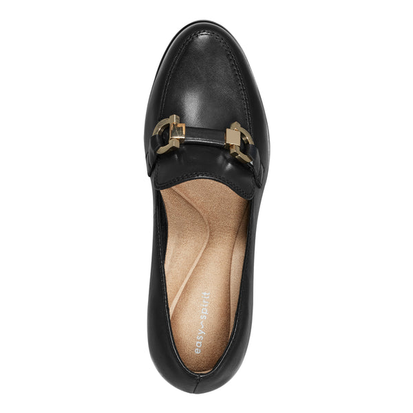 Easy Spirit Mirror Lug Sole Dress Pumps Black Leather