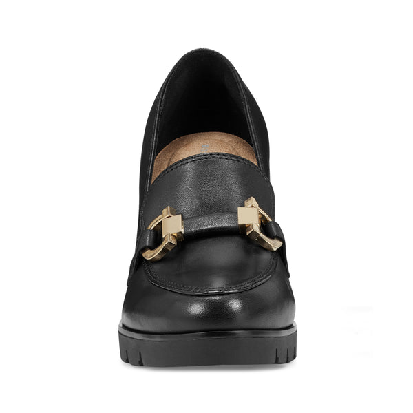 Easy Spirit Mirror Lug Sole Dress Pumps Black Leather