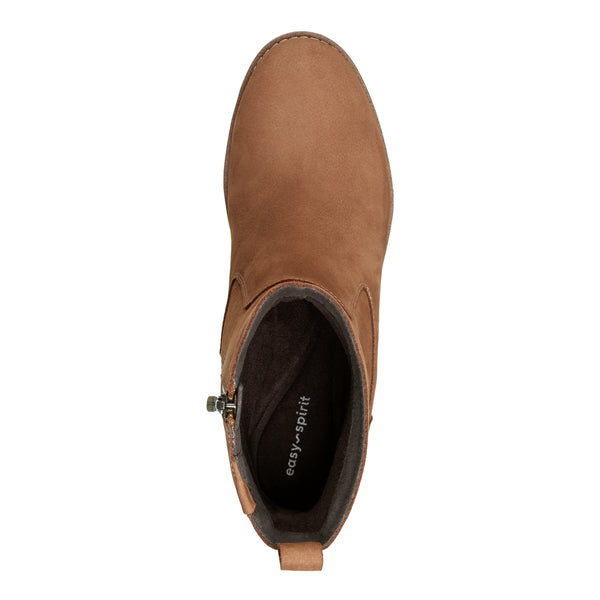 Easy Spirit Morgan Lug Sole Casual Booties Tan Nubuck Leather
