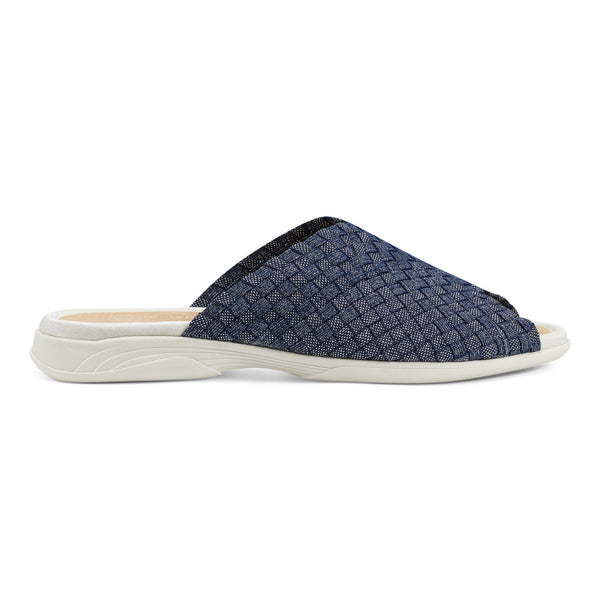 Easy Spirit Nora Slide Sandals Navy/Silver Woven Shimmer