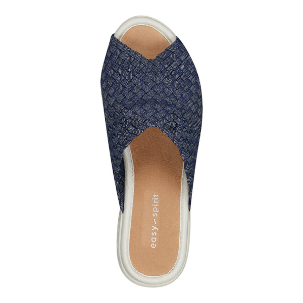 Easy Spirit Nora Slide Sandals Navy/Silver Woven Shimmer