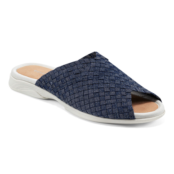 easy spirit Nora Slide Sandals Navy/Silver Woven Shimmer