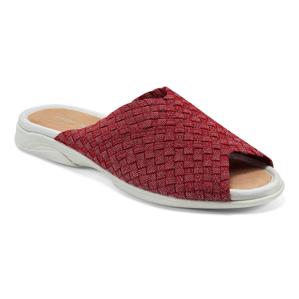 easy spirit Nora Slide Sandals Red/Silver Woven Shimmer