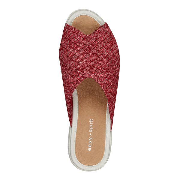 Easy Spirit Nora Slide Sandals Red/Silver Woven Shimmer