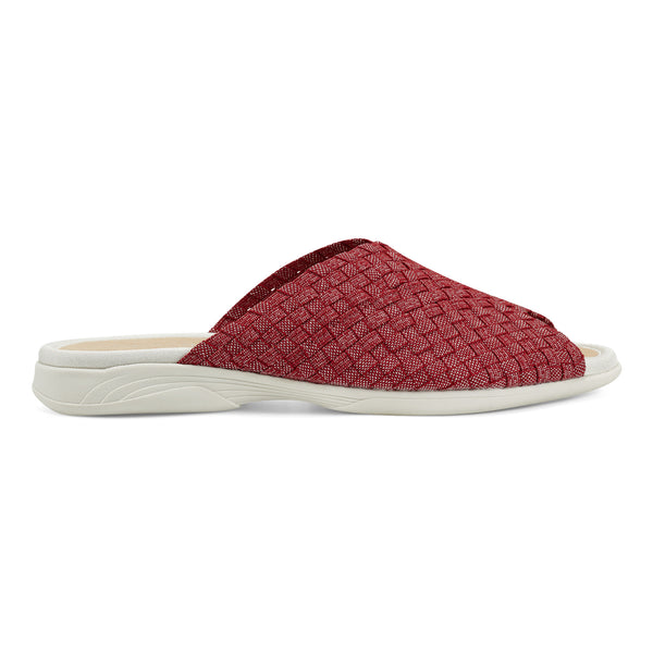 Easy Spirit Nora Slide Sandals Red/Silver Woven Shimmer