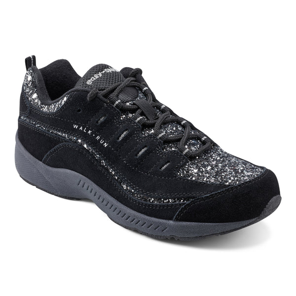 easy spirit Romy Walking Shoes Black Silver Glitter