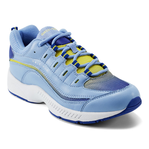 easy spirit Romy Walking Shoes Light Blue/Yellow Leather