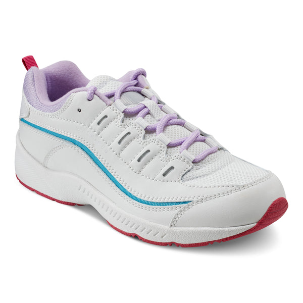easy spirit Romy Walking Shoes White Leather/Blue/Purple