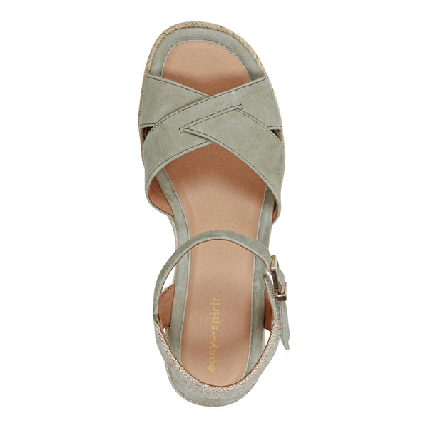 Easy Spirit Shandra Wedge Sandals Light Green Suede
