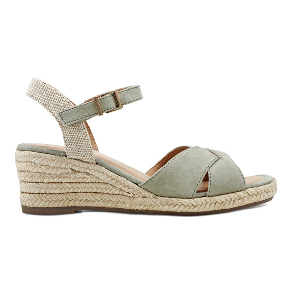 Easy Spirit Shandra Wedge Sandals Light Green Suede
