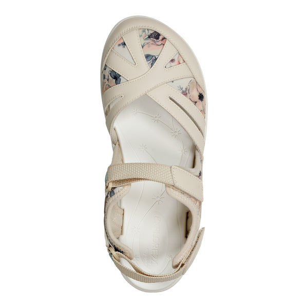 Easy Spirit Splash Flat Hiking Sandals Ivory Floral