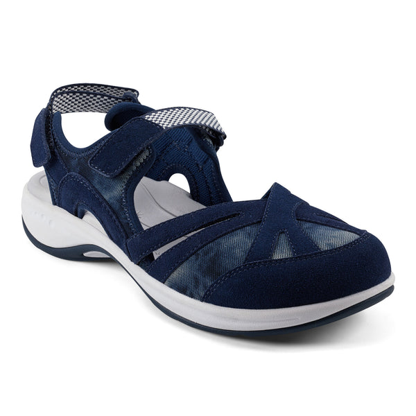 easy spirit Splash Flat Hiking Sandals Navy Tie Dye Print