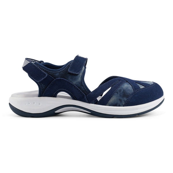 Easy Spirit Splash Flat Hiking Sandals Navy Tie Dye Print