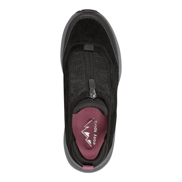 Easy Spirit Tayten Front Zip Walking Shoes Black Suede