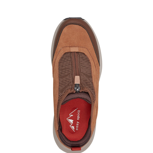 Easy Spirit Tayten Front Zip Walking Shoes Brown Suede