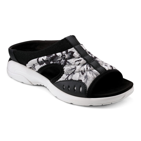 easy spirit Traciee Slip On Sandals Black and White Floral