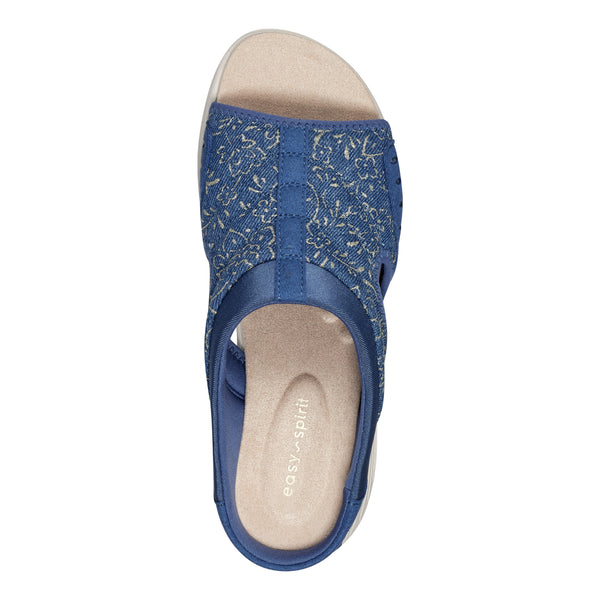 Easy Spirit Traciee Slip On Sandals Denim And Gold Floral