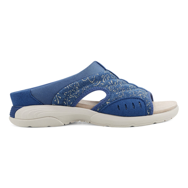 Easy Spirit Traciee Slip On Sandals Denim And Gold Floral