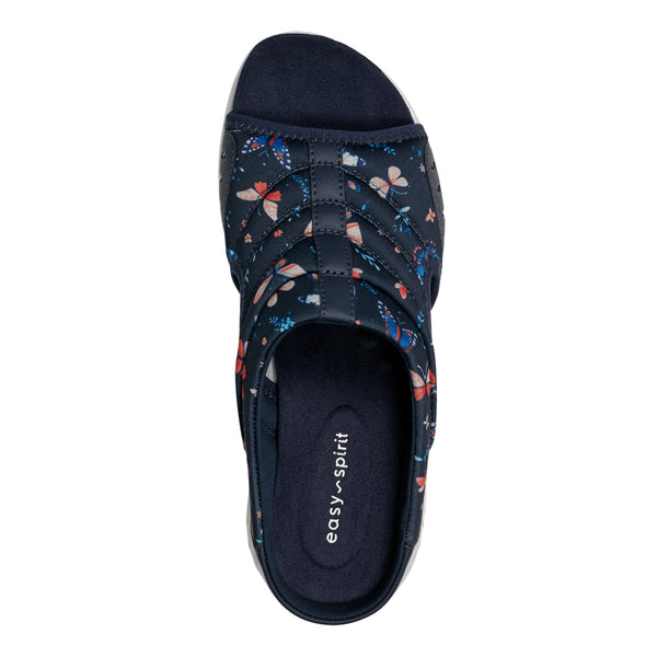 Easy Spirit Traciee Slip On Sandals Navy Butterfly Print