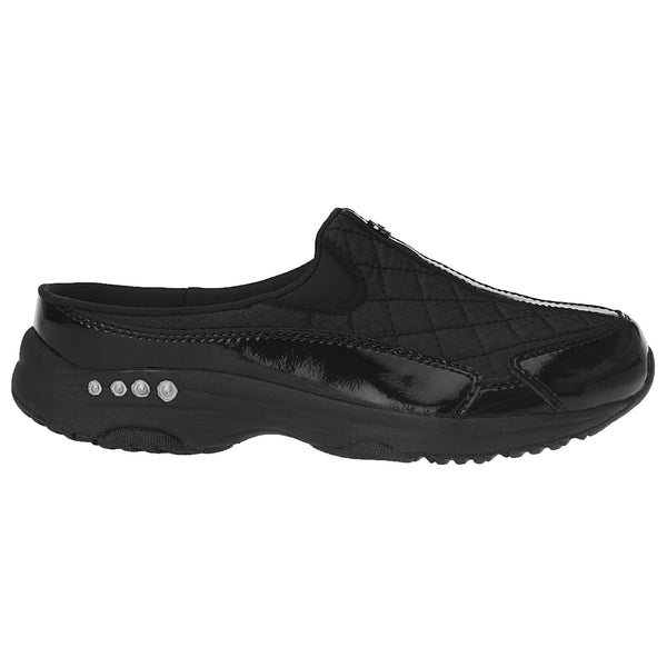 Easy Spirit Traveltime Classic Clogs Black/Silver Patent