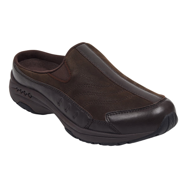 Easy Spirit Traveltime Leather Clogs Chocolate Leather