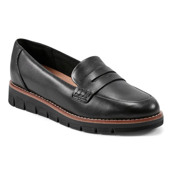 easy spirit Velia Casual Slip On Loafers Black Leather