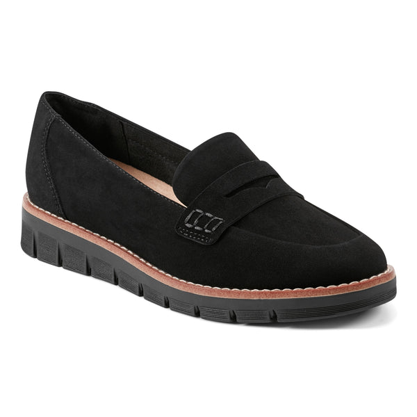 easy spirit Velia Casual Slip On Loafers Black Suede