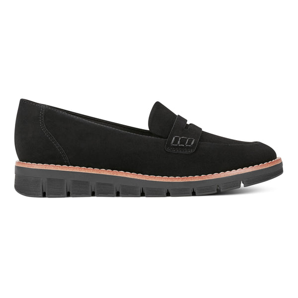 Easy Spirit Velia Casual Slip On Loafers Black Suede
