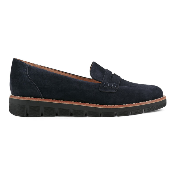 Easy Spirit Velia Casual Slip On Loafers Navy Suede