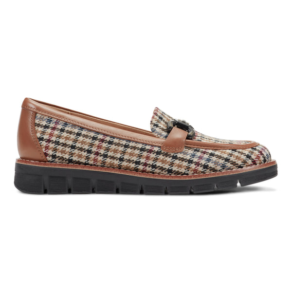 Easy Spirit Vivy Tailored Loafers Brown Multi Houndstooth